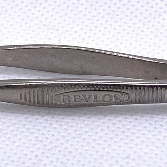 Revlon Stainless Steel Tweezers Classic Deluxe Makeup Metal 3" Slant Tip Vintage - Picture 2 of 9